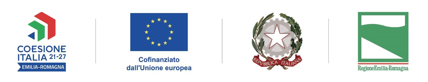 Loghi Coesione Italia 2021-2027 Emilia-Romagna, Unione europea, Repubblica Italiana e Regione Emilia-Romagna